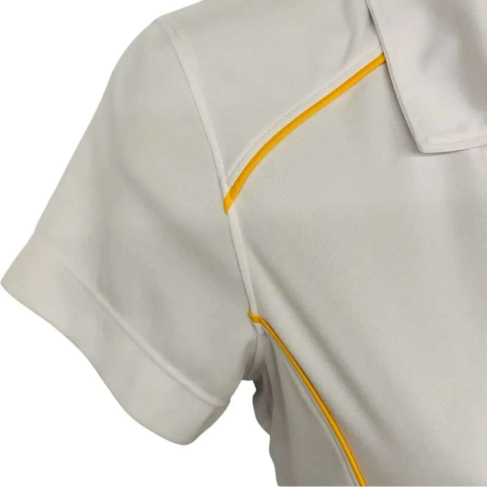 Slazenger White Zip Front Polo Activewear Shirt with Gold Piping Short Sleeve - Picture 6 of 16